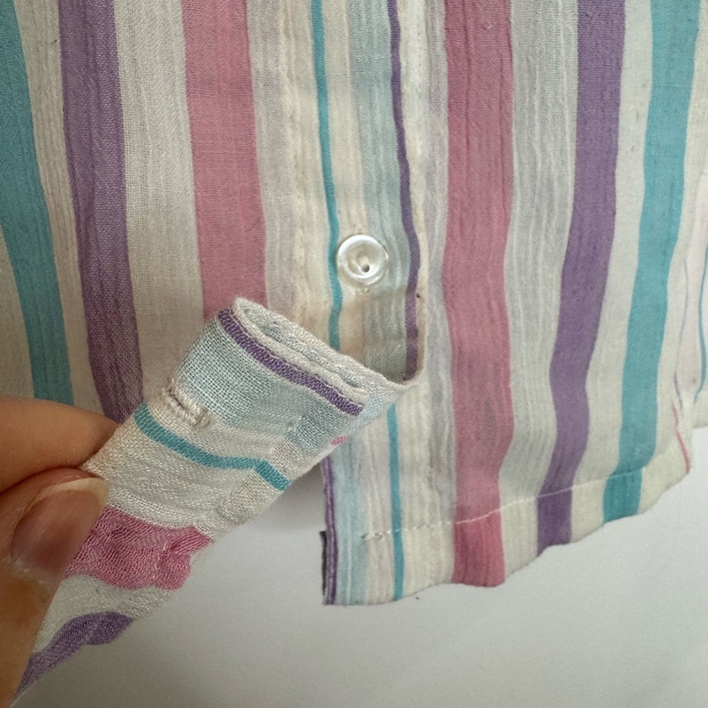 Vintage Striped pastel cropped rework Women's blouse - Picture 4 of 5